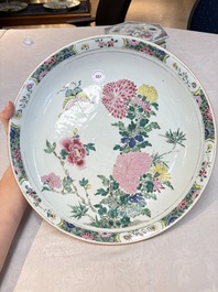 A Chinese famille rose 'butterfly among flowers' dish, Yongzheng