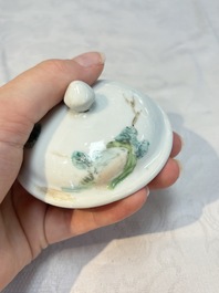 A rare Chinese famille rose teapot with an erotic depiction of a European lady, Yongzheng
