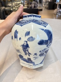 Three Chinese blue and white 'Lian Sheng San Ji 連升三級' vases, Transitional period