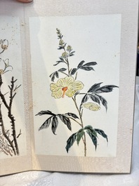 Chinese school: 'Flowers and calligraphies', writings with signatures of celebrities, ink and colour on paper