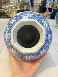 Three Chinese blue and white 'Lian Sheng San Ji 連升三級' vases, Transitional period