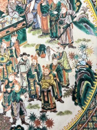A massive Chinese famille verte dish with narrative design, 19th C.