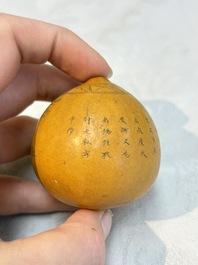 Six Chinese gourd cricket cages and seven carved gourds, 20th C.