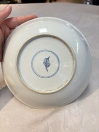 A Chinese famille verte 'peonies and butterflies' plate, Kangxi