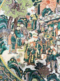A massive Chinese famille verte dish with narrative design, 19th C.