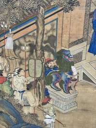 In the manner of Qiu Ying 仇英 (1494-1552): 'Festival in Chinese Garden', ink and colour on silk, 17/18th C.