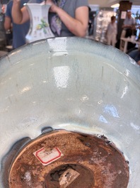 A large Chinese purple-splashed 'jun' basin, Yuan/Ming