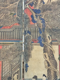 In the manner of Qiu Ying 仇英 (1494-1552): 'Festival in Chinese Garden', ink and colour on silk, 17/18th C.