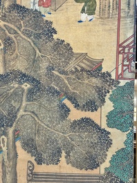 In the manner of Qiu Ying 仇英 (1494-1552): 'Festival in Chinese Garden', ink and colour on silk, 17/18th C.