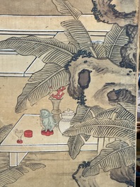 In the manner of Qiu Ying 仇英 (1494-1552): 'Festival in Chinese Garden', ink and colour on silk, 17/18th C.