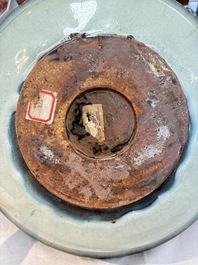 A large Chinese purple-splashed 'jun' basin, Yuan/Ming