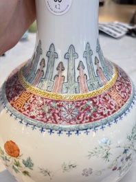 A Chinese famille rose 'boys and roosters' vase and a Milefo Buddha, Guangxu and Zhu Mao Ji 朱茂記造 mark, 19/20th C.