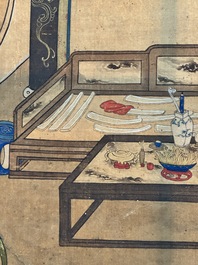 In the manner of Qiu Ying 仇英 (1494-1552): 'Festival in Chinese Garden', ink and colour on silk, 17/18th C.