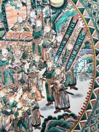 A massive Chinese famille verte dish with narrative design, 19th C.