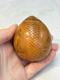 Six Chinese gourd cricket cages and seven carved gourds, 20th C.