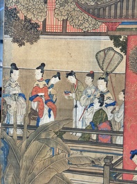 In the manner of Qiu Ying 仇英 (1494-1552): 'Festival in Chinese Garden', ink and colour on silk, 17/18th C.