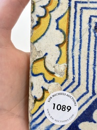 A polychrome Antwerp maiolica 'ornamental' tile, ca. 1560
