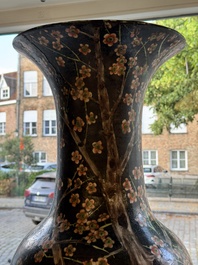 A massive Chinese famille noire 'prunus blossoms' vase, Kangxi mark, 19th C.