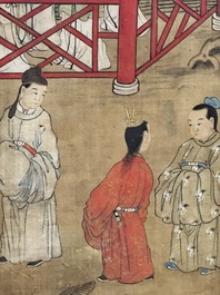 In the manner of Qiu Ying 仇英 (1494-1552): 'Festival in Chinese Garden', ink and colour on silk, 17/18th C.
