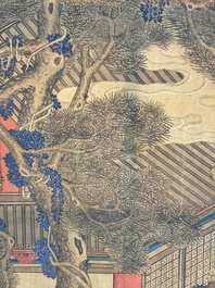 In the manner of Qiu Ying 仇英 (1494-1552): 'Festival in Chinese Garden', ink and colour on silk, 17/18th C.