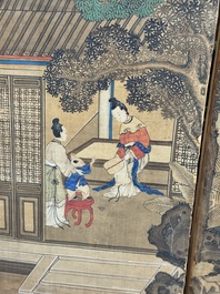 In the manner of Qiu Ying 仇英 (1494-1552): 'Festival in Chinese Garden', ink and colour on silk, 17/18th C.