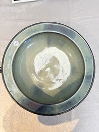 A large Chinese purple-splashed 'jun' basin, Yuan/Ming