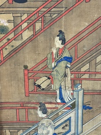 In the manner of Qiu Ying 仇英 (1494-1552): 'Festival in Chinese Garden', ink and colour on silk, 17/18th C.