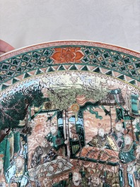 A massive Chinese famille verte dish with narrative design, 19th C.