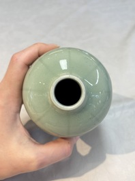 A Chinese celadon-glazed vase and a faux bronze-glazed vase, Qianlong mark, 18/19th C.