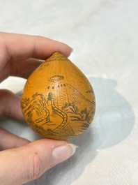 Six Chinese gourd cricket cages and seven carved gourds, 20th C.