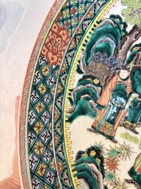 A massive Chinese famille verte dish with narrative design, 19th C.