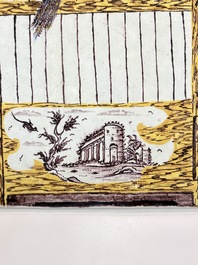 A polychrome Dutch Delft 'bird cage' plaque, 18th C.