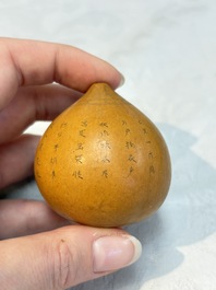 Six Chinese gourd cricket cages and seven carved gourds, 20th C.