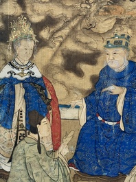 In the manner of Qiu Ying 仇英 (1494-1552): 'Festival in Chinese Garden', ink and colour on silk, 17/18th C.