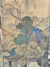 In the manner of Qiu Ying 仇英 (1494-1552): 'Festival in Chinese Garden', ink and colour on silk, 17/18th C.