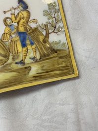 Two Italian maiolica &lsquo;pastoral&rsquo; plaques, one dated 1745, Castelli, 18th C.