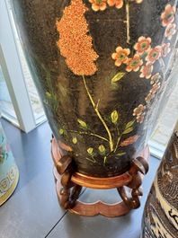 A massive Chinese famille noire 'prunus blossoms' vase, Kangxi mark, 19th C.