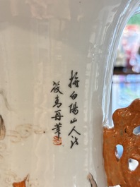 A Chinese qianjiang cai 'Taoist' vase, signed Wang Xingli 汪興黎, 19/20th C.