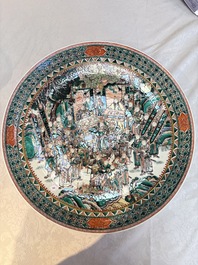 A massive Chinese famille verte dish with narrative design, 19th C.