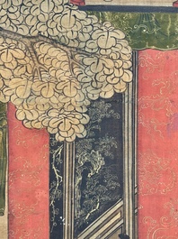 In the manner of Qiu Ying 仇英 (1494-1552): 'Festival in Chinese Garden', ink and colour on silk, 17/18th C.