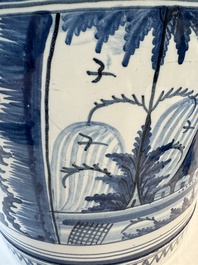 A large blue and white jardini&egrave;re with landscape design, Nevers, 18th C.