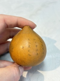 Six Chinese gourd cricket cages and seven carved gourds, 20th C.