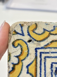A polychrome Antwerp maiolica 'ornamental' tile, ca. 1560