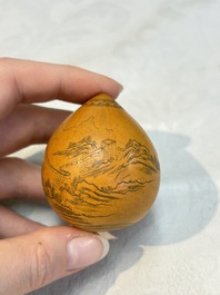Six Chinese gourd cricket cages and seven carved gourds, 20th C.