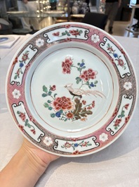 Eight Chinese famille rose plates with birds, Yongzheng/Qianlong