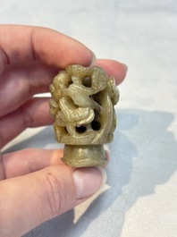 Four Chinese jade carvings, 19th C.