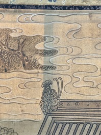 In the manner of Qiu Ying 仇英 (1494-1552): 'Festival in Chinese Garden', ink and colour on silk, 17/18th C.