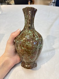 A Chinese celadon-glazed vase and a faux bronze-glazed vase, Qianlong mark, 18/19th C.