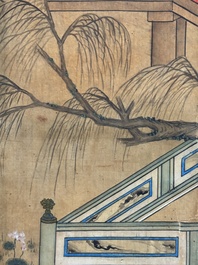 In the manner of Qiu Ying 仇英 (1494-1552): 'Festival in Chinese Garden', ink and colour on silk, 17/18th C.