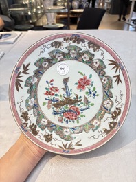 Eight Chinese famille rose plates with birds, Yongzheng/Qianlong
